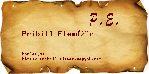 Pribill Elemér névjegykártya